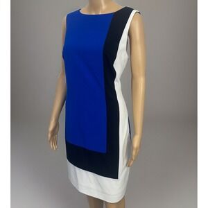 Lauren Ralph Lauren Sleeveless Dress Sz 12 Color Block A-Line Sheath 90's EUC